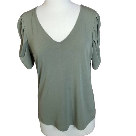 JPR Studio Shirt Ruched Short Sleeve Top Sage Green Size Medium - Picture 9 of 9
